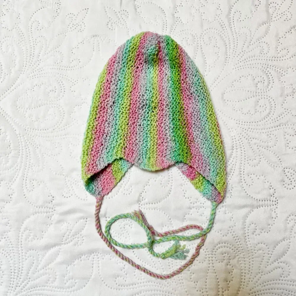 Handmade Knit Rainbow Stripe Baby Hat